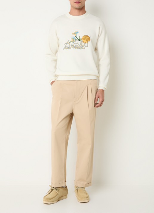 Drôle de Monsieur Sweater met borduring - voorkant 3 creme