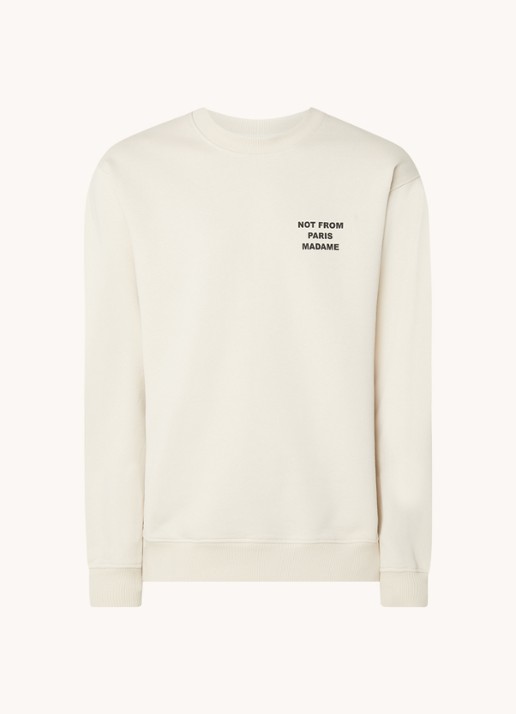 Drôle de Monsieur Sweater met front- en backprint - voorkant beige