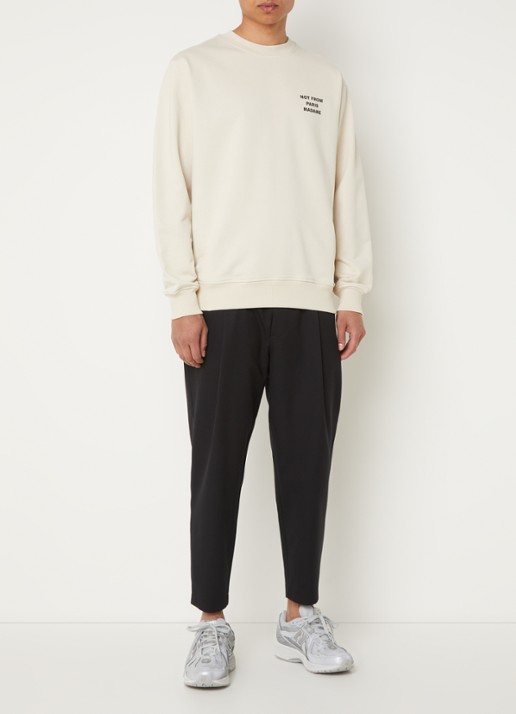 Drôle de Monsieur Sweater met front- en backprint - voorkant 2 beige