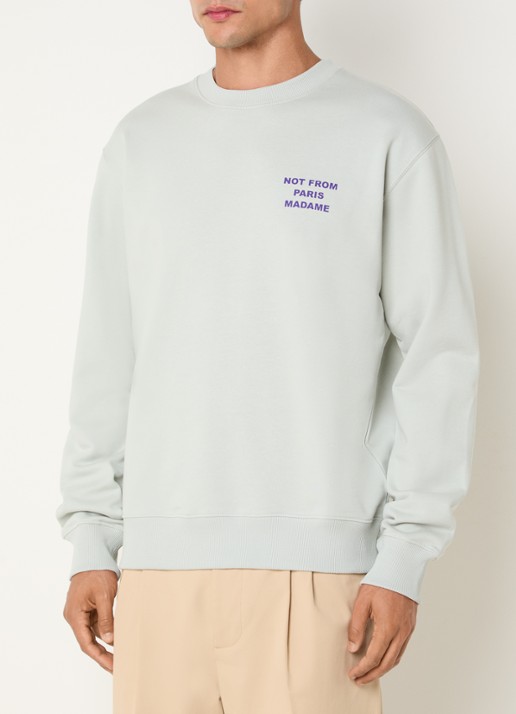 Drôle de Monsieur Sweater met front- en backprint - achterkant lichtgroen