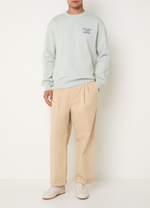 Drôle de Monsieur Sweater met front- en backprint - voorkant 4 lichtgroen