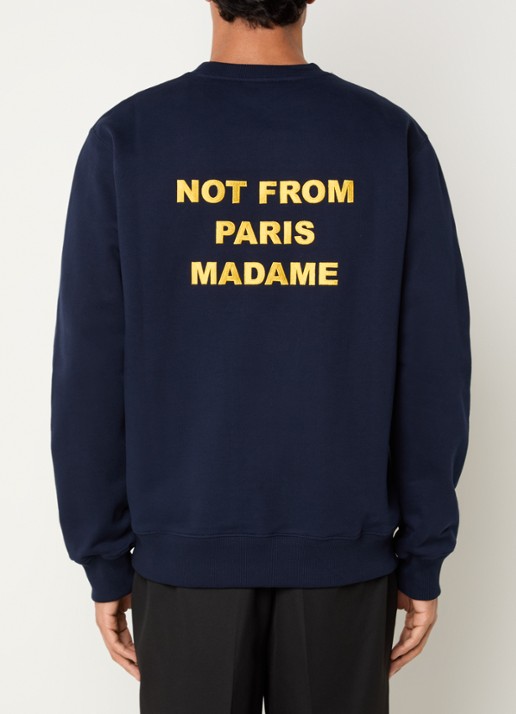 Drôle de Monsieur Sweater met front- en backprint - detail 2 donkerblauw