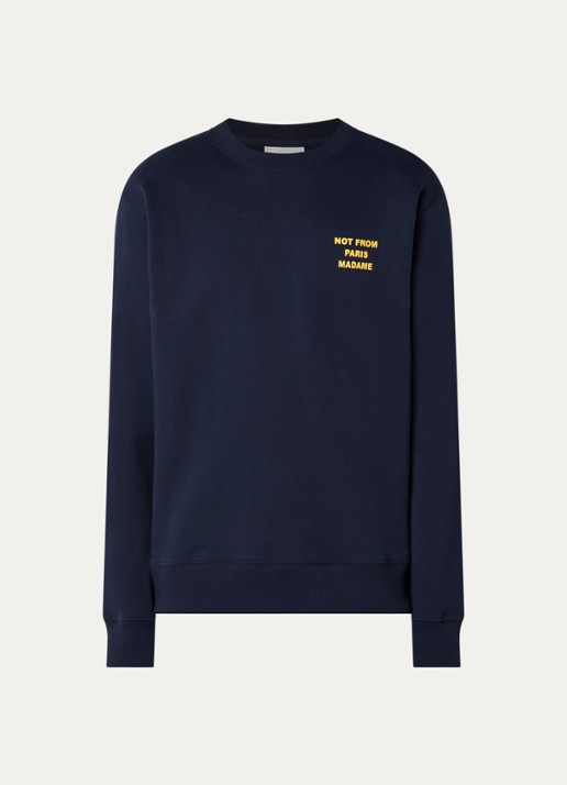 Drôle de Monsieur Sweater met front- en backprint - voorkant 3 donkerblauw