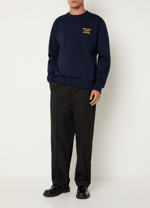 Drôle de Monsieur Sweater met front- en backprint - voorkant 4 donkerblauw