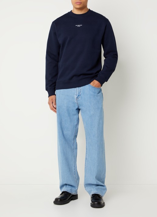 Drôle de Monsieur Sweater met logo - voorkant 3 donkerblauw
