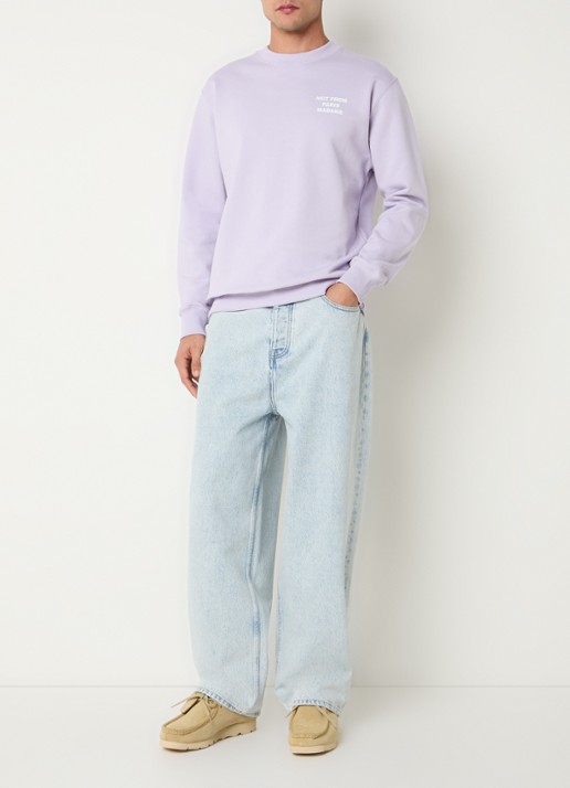 Drôle de Monsieur Sweater met logoprint - voorkant 2 lila