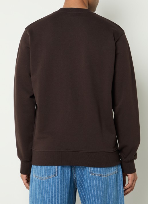 Drôle de Monsieur Sweater met print - achterkant donkerbruin