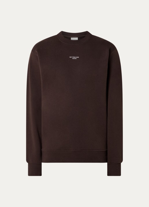 Drôle de Monsieur Sweater met print - voorkant 2 donkerbruin