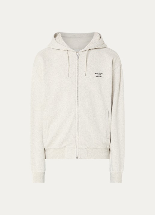Drôle de Monsieur Sweatvest met logoprint - voorkant 4 gebroken wit