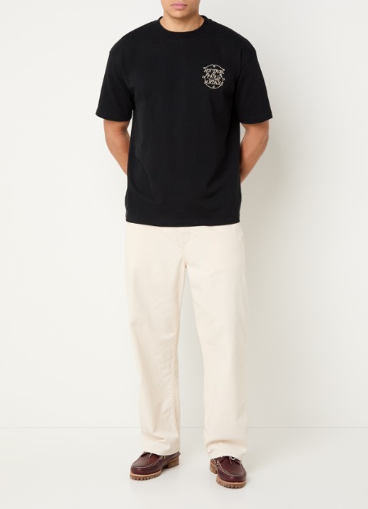 Drôle de Monsieur T-shirt met borduring - voorkant 2 zwart