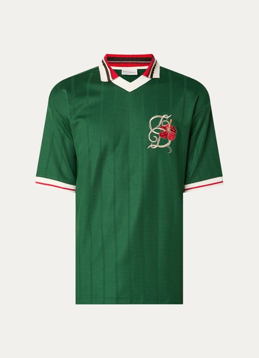 Drôle de Monsieur T-shirt met borduring - voorkant groen
