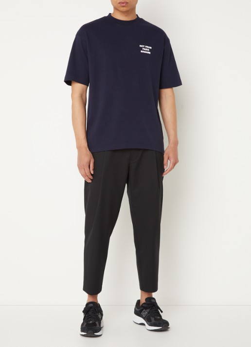 Drôle de Monsieur T-shirt met front- en backprint - voorkant 3 donkerblauw