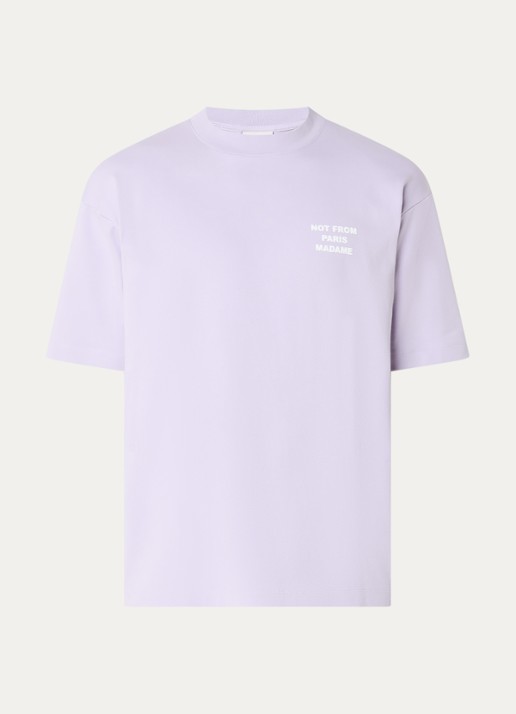 Drôle de Monsieur T-shirt met front- en backprint - voorkant lavendel