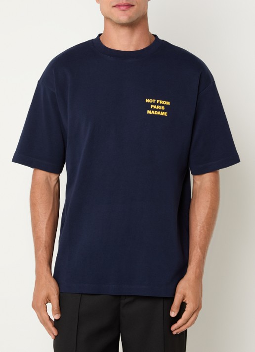 Drôle de Monsieur T-shirt met front- en backprint - achterkant 3 donkerblauw