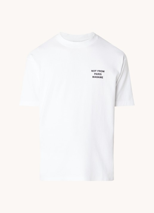 Drôle de Monsieur T-shirt met front- en backprint - voorkant 3 gebroken wit