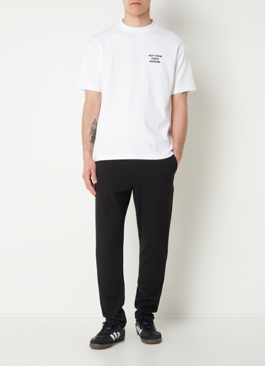 Drôle de Monsieur T-shirt met front- en backprint - voorkant 4 gebroken wit