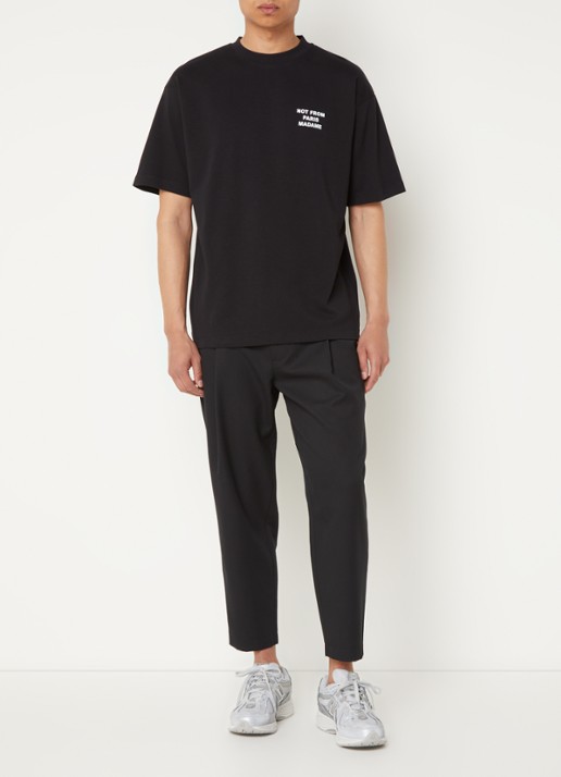Drôle de Monsieur T-shirt met front- en backprint - voorkant 4 zwart