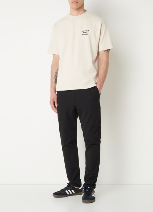 Drôle de Monsieur T-shirt met front- en backprint - voorkant 4 beige