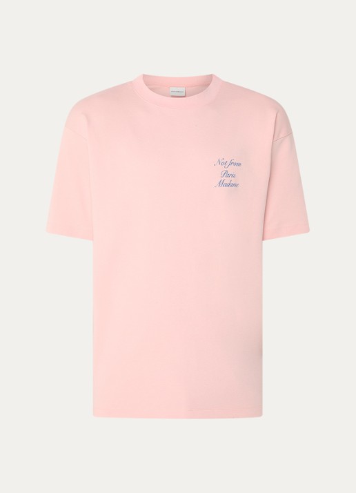 Drôle de Monsieur T-shirt met logo- en backprint - voorkant 2 lichtroze