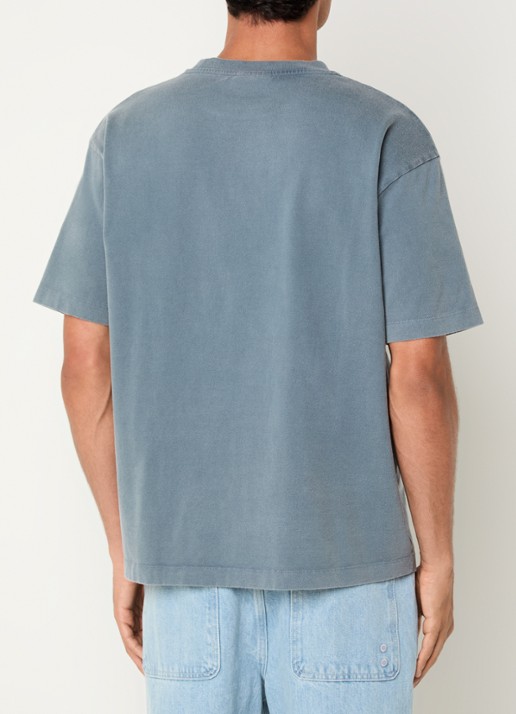 Drôle de Monsieur T-shirt met logo - achterkant 2 staalblauw