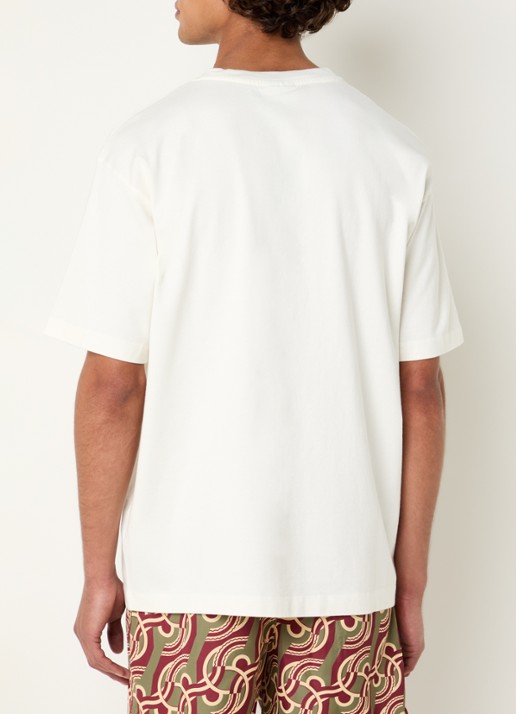 Drôle de Monsieur T-shirt met logoprint - achterkant 4 gebroken wit