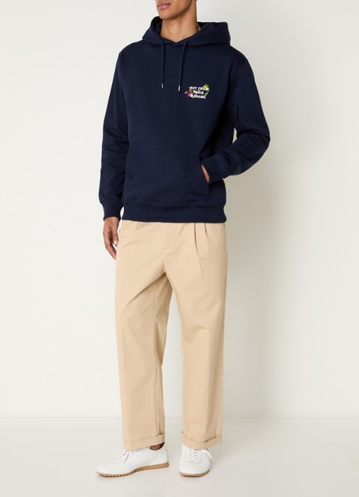 Drôle de Monsieur Vine hoodie met borduring - voorkant 5 donkerblauw