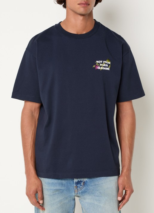Drôle de Monsieur Vine T-shirt borduring - achterkant 4 donkerblauw