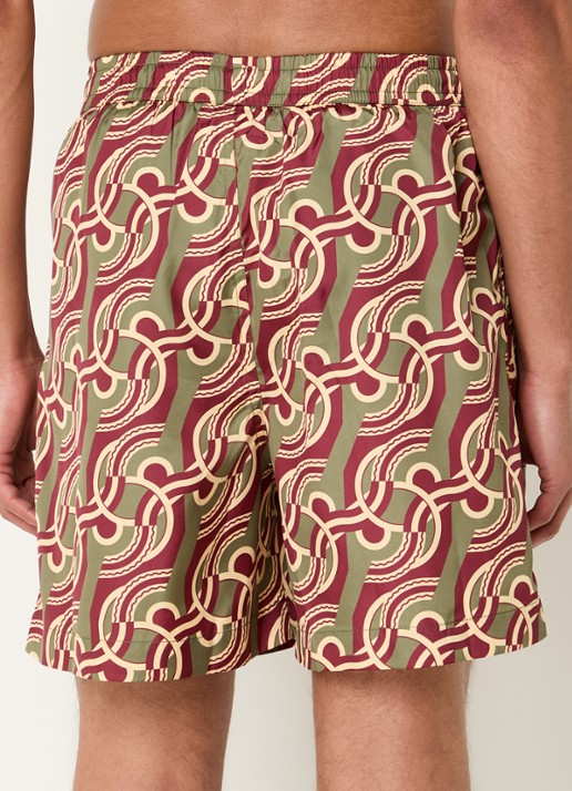 Drôle de Monsieur Zwemshorts met grafische print - achterkant olijfgroen