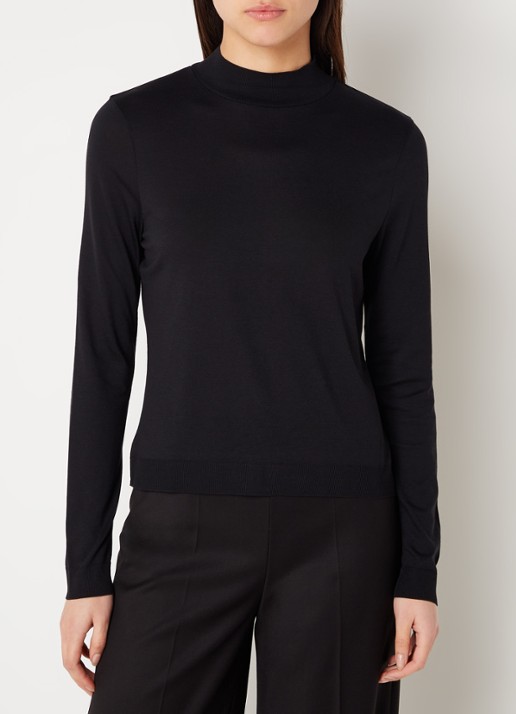 DRYKORN Madat longsleeve in lyocellblend met opstaande kraag  - detail 3 zwart