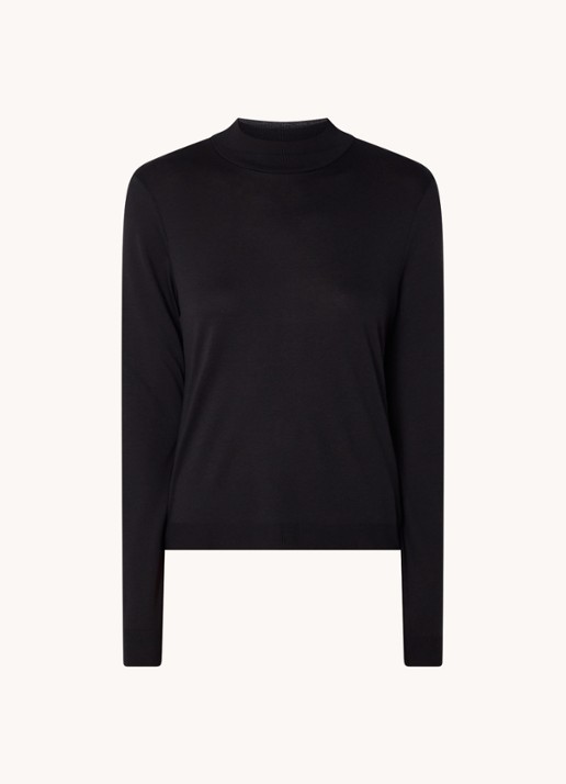 DRYKORN Madat longsleeve in lyocellblend met opstaande kraag  - voorkant zwart