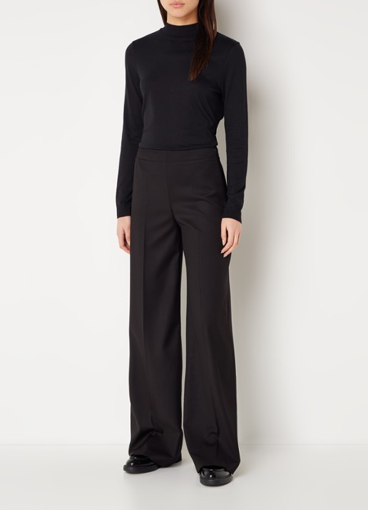 DRYKORN Madat longsleeve in lyocellblend met opstaande kraag  - voorkant 2 zwart