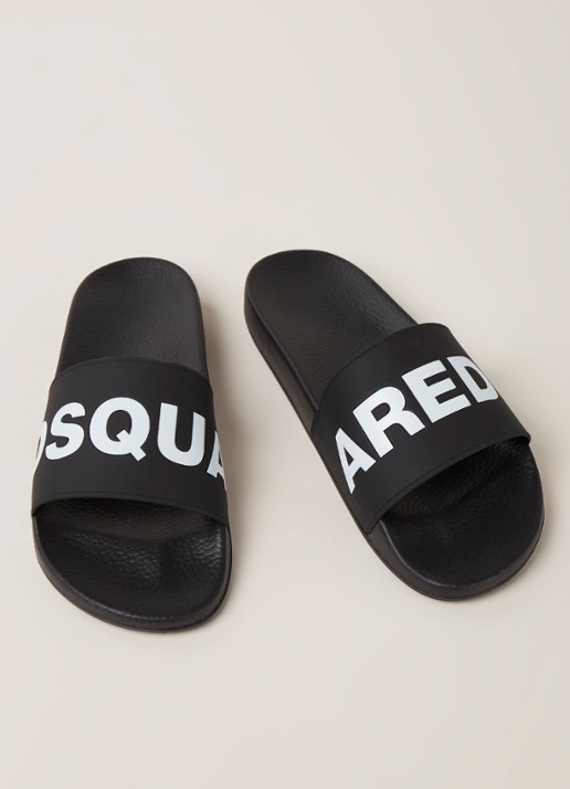Dsquared2 Badslipper met logo - detail 3 zwart