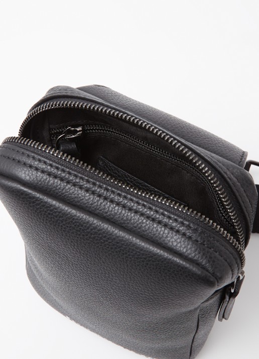 Dsquared2 Bob crossbodytas van leer met logo - detail 2 zwart