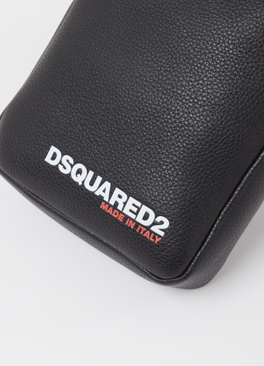 Dsquared2 Bob crossbodytas van leer met logo - detail 4 zwart