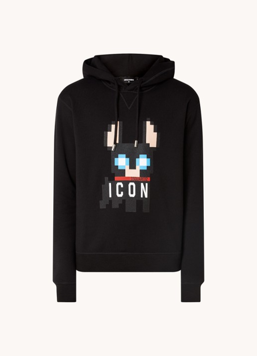 Dsquared2 Ciro Pixel Icon hoodie met logoprint - voorkant zwart
