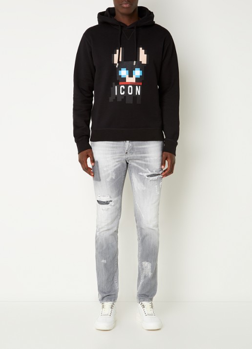 Dsquared2 Ciro Pixel Icon hoodie met logoprint - voorkant 2 zwart