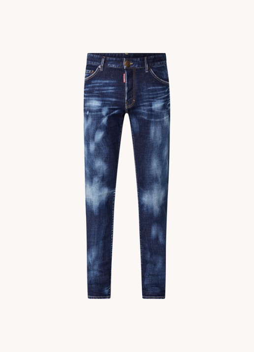 Dsquared2 Cool Guy slim fit jeans met verwassen afwerking - voorkant 2 indigo