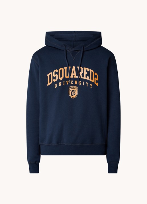 Dsquared2 Hoodie met logoprint - voorkant 5 donkerblauw