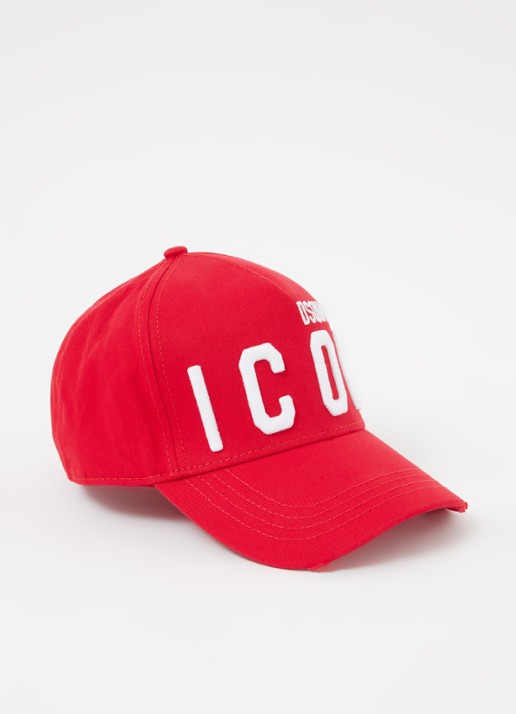 Dsquared2 Icon pet met logoborduring - voorkant steenrood