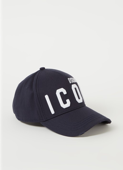 Dsquared2 Icon pet met logoborduring - voorkant donkerblauw