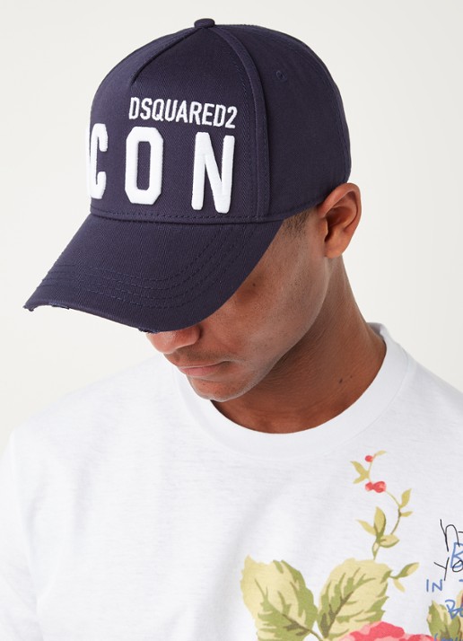 Dsquared2 Icon pet met logoborduring - voorkant 2 donkerblauw