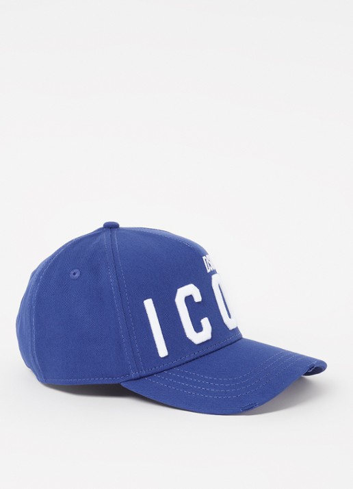 Dsquared2 Icon pet met logoborduring - voorkant kobaltblauw