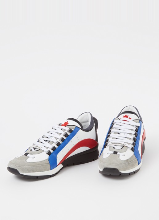 Dsquared2 Legendary sneaker van kalfsleer met kalfssuède details - detail wit