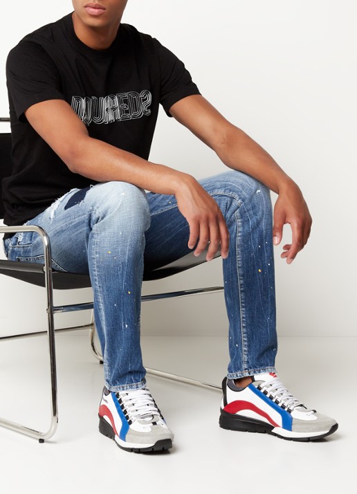 Dsquared2 Legendary sneaker van kalfsleer met kalfssuède details - voorkant 7 wit