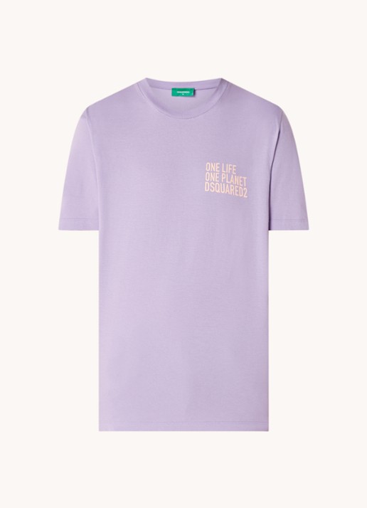 Dsquared2 Olop T-shirt met logoprint - voorkant 4 lichtpaars
