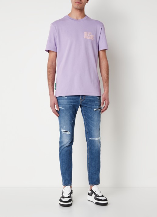 Dsquared2 Olop T-shirt met logoprint - voorkant 5 lichtpaars