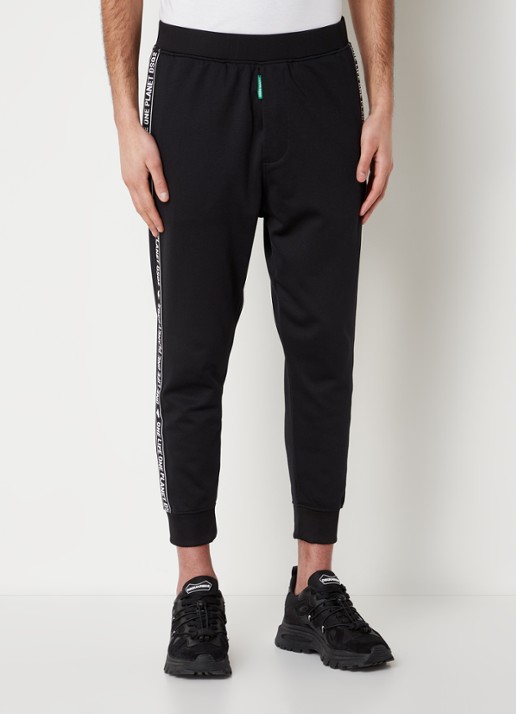 Dsquared2 Olop tapered fit joggingbroek met logotape  - detail zwart