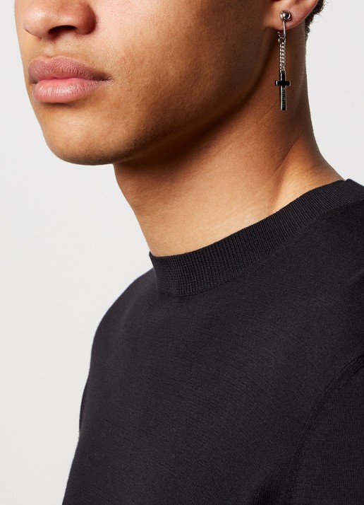 Dsquared2 Paladium enkele oorclip met hanger - voorkant 2 zilver