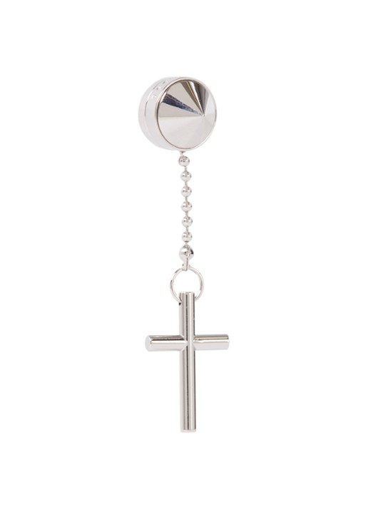 Dsquared2 Punk Studs oorbel met hanger - voorkant zilver