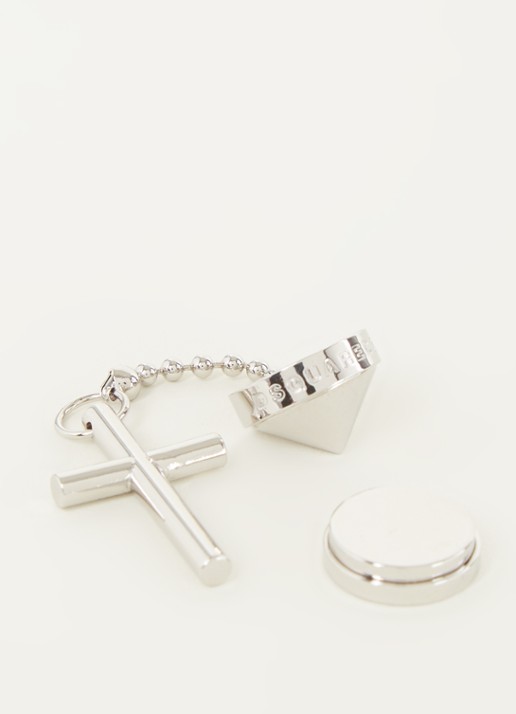 Dsquared2 Punk Studs oorbel met hanger - voorkant 2 zilver